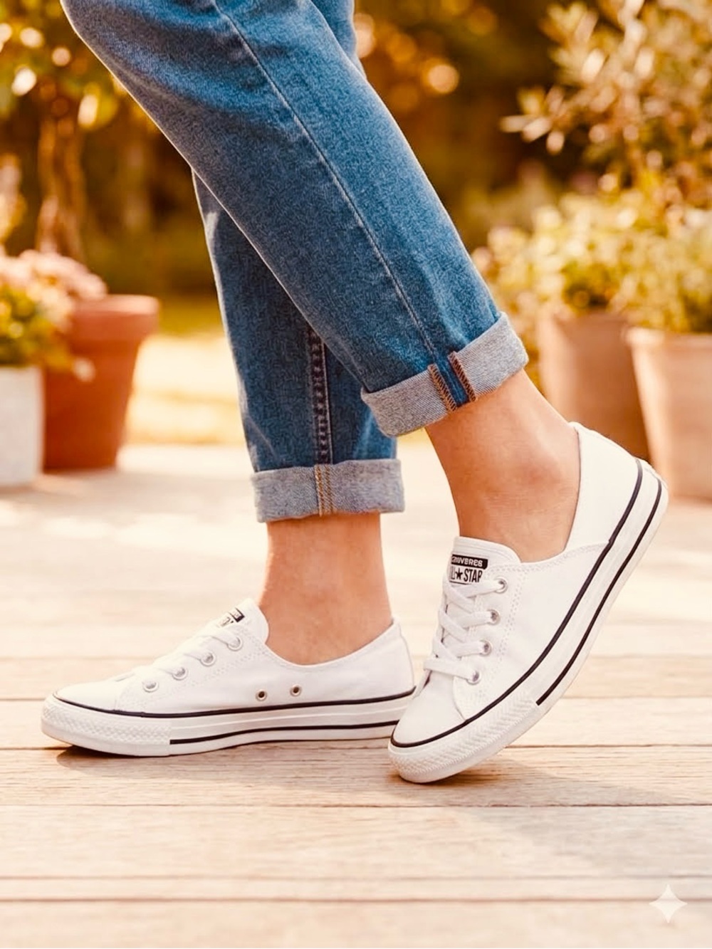 Converse Coral Ox Low-Top Low Profile Canvas Sneakers in Off-White